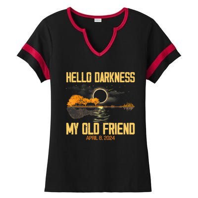 Hello Darkness My Old Friend Solar Eclipse April 08 2024 Totality Eclipse Ladies Halftime Notch Neck Tee