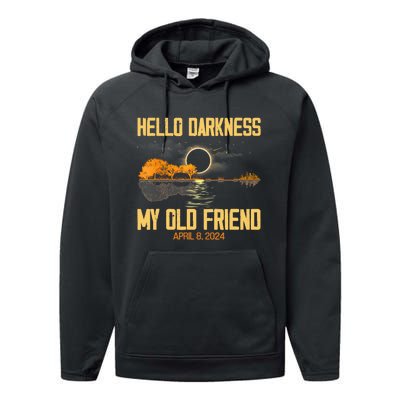 Hello Darkness My Old Friend Solar Eclipse April 08 2024 Totality Eclipse Performance Fleece Hoodie