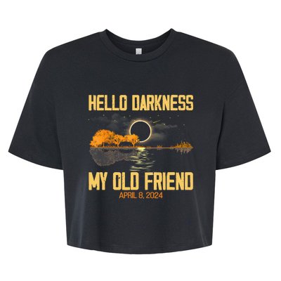 Hello Darkness My Old Friend Solar Eclipse April 08 2024 Totality Eclipse Bella+Canvas Jersey Crop Tee