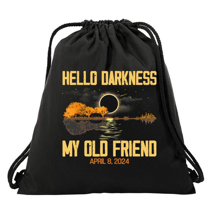 Hello Darkness My Old Friend Solar Eclipse April 08 2024 Totality Eclipse Drawstring Bag