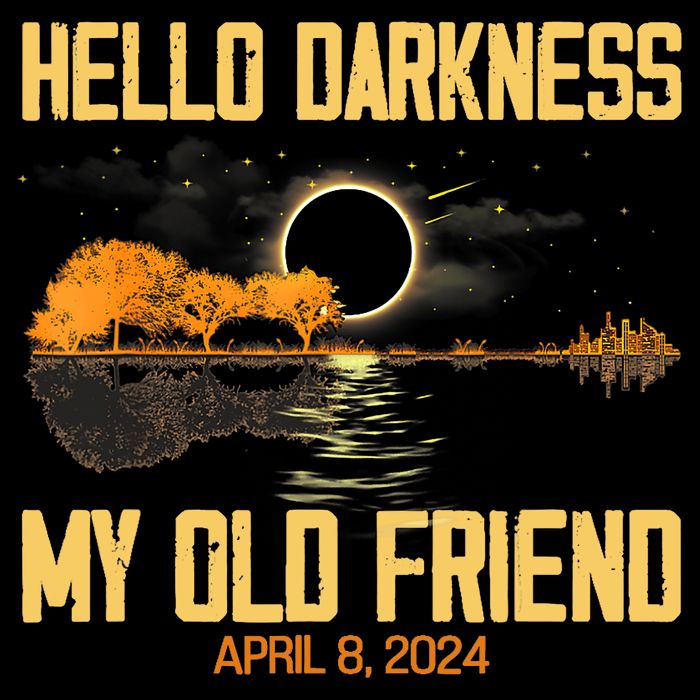 Hello Darkness My Old Friend Solar Eclipse April 08 2024 Totality Eclipse Drawstring Bag