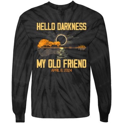 Hello Darkness My Old Friend Solar Eclipse April 08 2024 Totality Eclipse Tie-Dye Long Sleeve Shirt