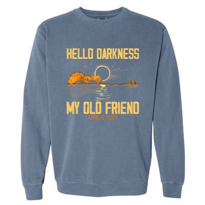 Hello Darkness My Old Friend Solar Eclipse April 08 2024 Totality Eclipse Garment-Dyed Sweatshirt