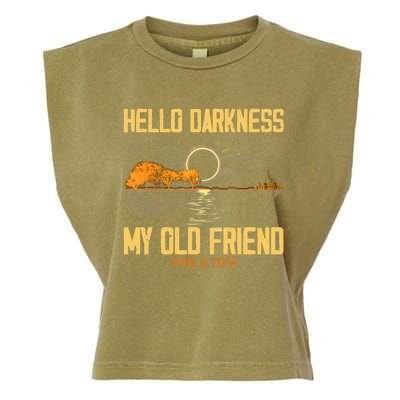 Hello Darkness My Old Friend Solar Eclipse April 08 2024 Totality Eclipse Garment-Dyed Women's Muscle Tee