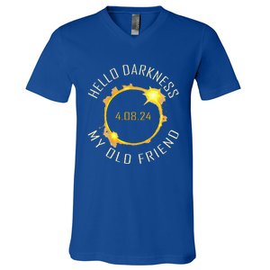 Hello Darkness My Old Friend Solar Eclipse April 08 2024 V-Neck T-Shirt