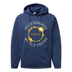 Hello Darkness My Old Friend Solar Eclipse April 08 2024 Performance Fleece Hoodie