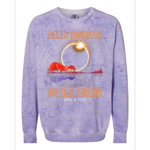 Hello Darkness My Old Friend Solar Eclipse April 08 2024 Colorblast Crewneck Sweatshirt