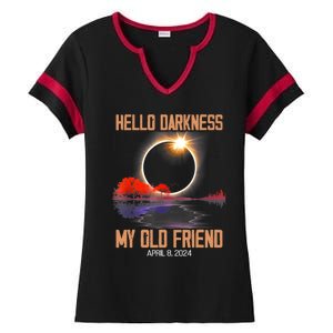 Hello Darkness My Old Friend Solar Eclipse April 08 2024 Ladies Halftime Notch Neck Tee