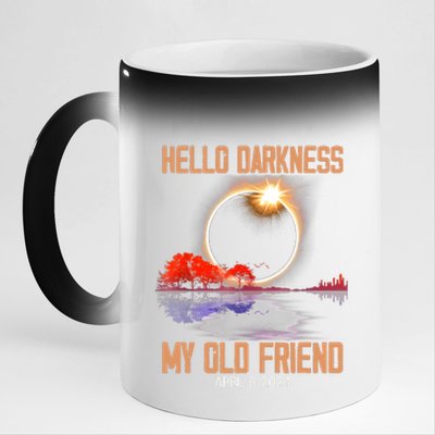 Hello Darkness My Old Friend Solar Eclipse April 08 2024 11oz Black Color Changing Mug