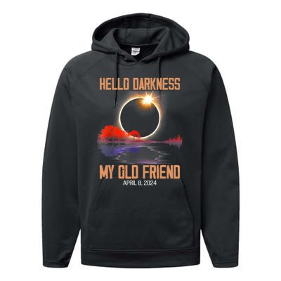 Hello Darkness My Old Friend Solar Eclipse April 08 2024 Performance Fleece Hoodie