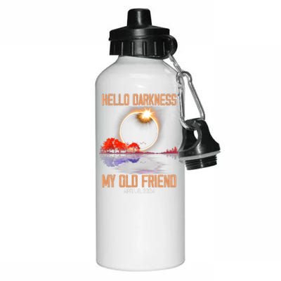 Hello Darkness My Old Friend Solar Eclipse April 08 2024 Aluminum Water Bottle