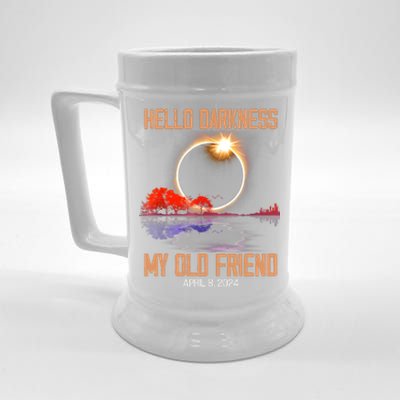 Hello Darkness My Old Friend Solar Eclipse April 08 2024 Beer Stein