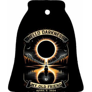 Hello Darkness My Old Friend Solar Eclipse 2024 Gift Ceramic Bell Ornament