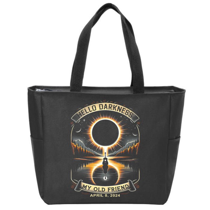 Hello Darkness My Old Friend Solar Eclipse 2024 Gift Zip Tote Bag