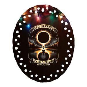 Hello Darkness My Old Friend Solar Eclipse 2024 Gift Ceramic Oval Ornament