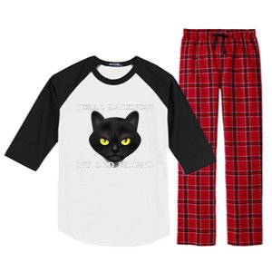 Hello Darkness My Old Friend Cat Halloween Gift Raglan Sleeve Pajama Set