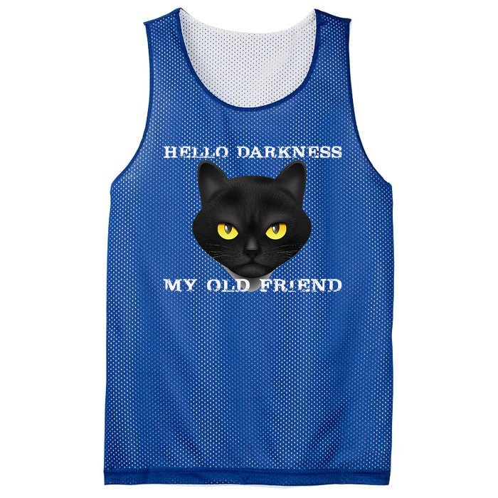 Hello Darkness My Old Friend Cat Halloween Gift Mesh Reversible Basketball Jersey Tank