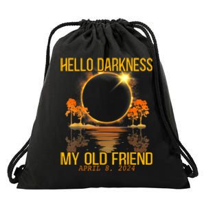 Hello Darkness My Old Friend Solar Eclipse April 08 2024 Drawstring Bag