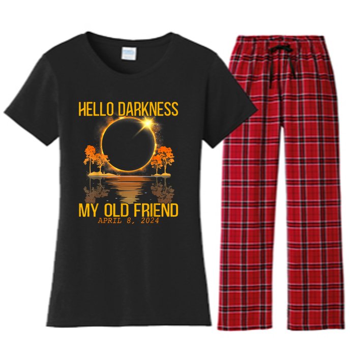 Hello Darkness My Old Friend Solar Eclipse April 08 2024 Women's Flannel Pajama Set