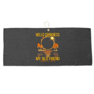 Hello Darkness My Old Friend Solar Eclipse April 08 2024 Large Microfiber Waffle Golf Towel