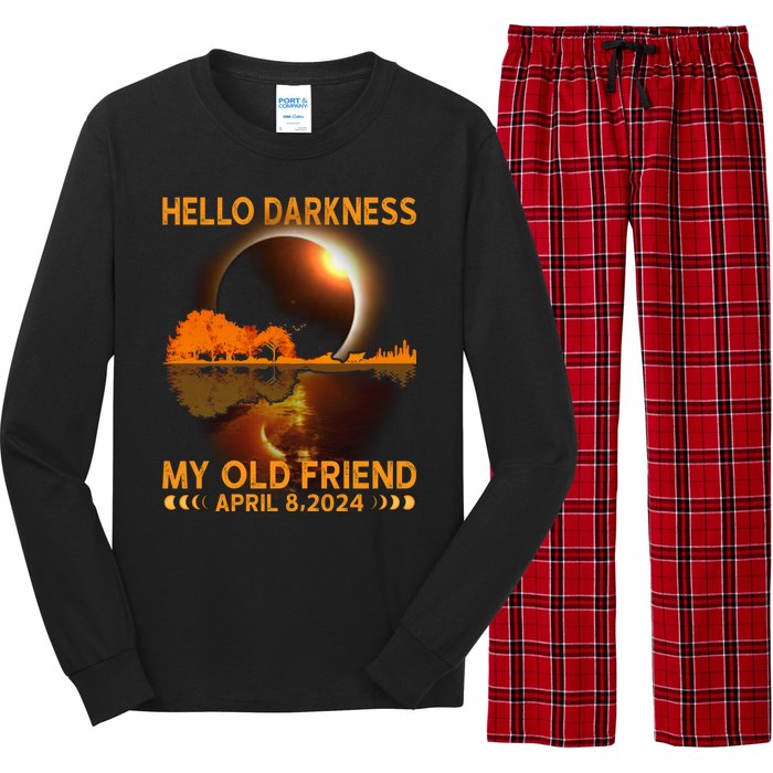 Hello Darkness My Friend Solar Eclipse April 8 2024 Long Sleeve Pajama Set