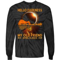 Hello Darkness My Friend Solar Eclipse April 8 2024 Tie-Dye Long Sleeve Shirt