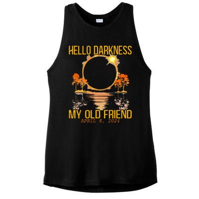 Hello Darkness My Old Friend Solar Eclipse April 08 2024 Ladies PosiCharge Tri-Blend Wicking Tank