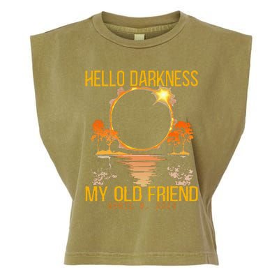 Hello Darkness My Old Friend Solar Eclipse April 08 2024 Garment-Dyed Women's Muscle Tee