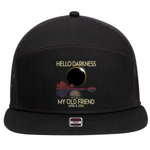 Hello Darkness My Friend 2024 April 8 Funny Solar Eclipse 7 Panel Mesh Trucker Snapback Hat