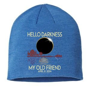 Hello Darkness My Friend 2024 April 8 Funny Solar Eclipse Sustainable Beanie