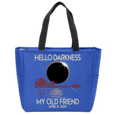 Hello Darkness My Friend 2024 April 8 Funny Solar Eclipse Zip Tote Bag