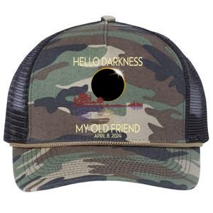 Hello Darkness My Friend 2024 April 8 Funny Solar Eclipse Retro Rope Trucker Hat Cap