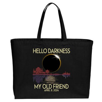 Hello Darkness My Friend 2024 April 8 Funny Solar Eclipse Cotton Canvas Jumbo Tote