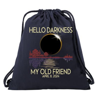 Hello Darkness My Friend 2024 April 8 Funny Solar Eclipse Drawstring Bag