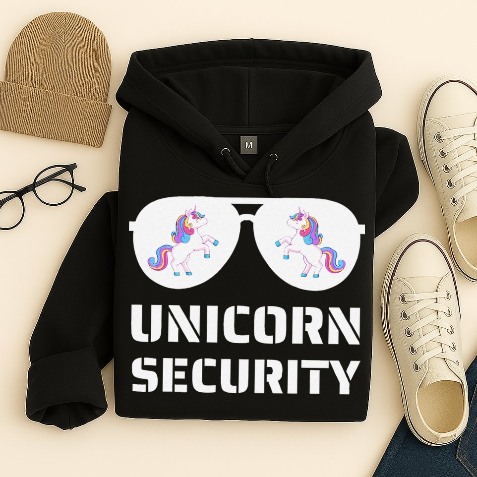 Halloween Dad Mom Daughter Unicorn Security Hoodie