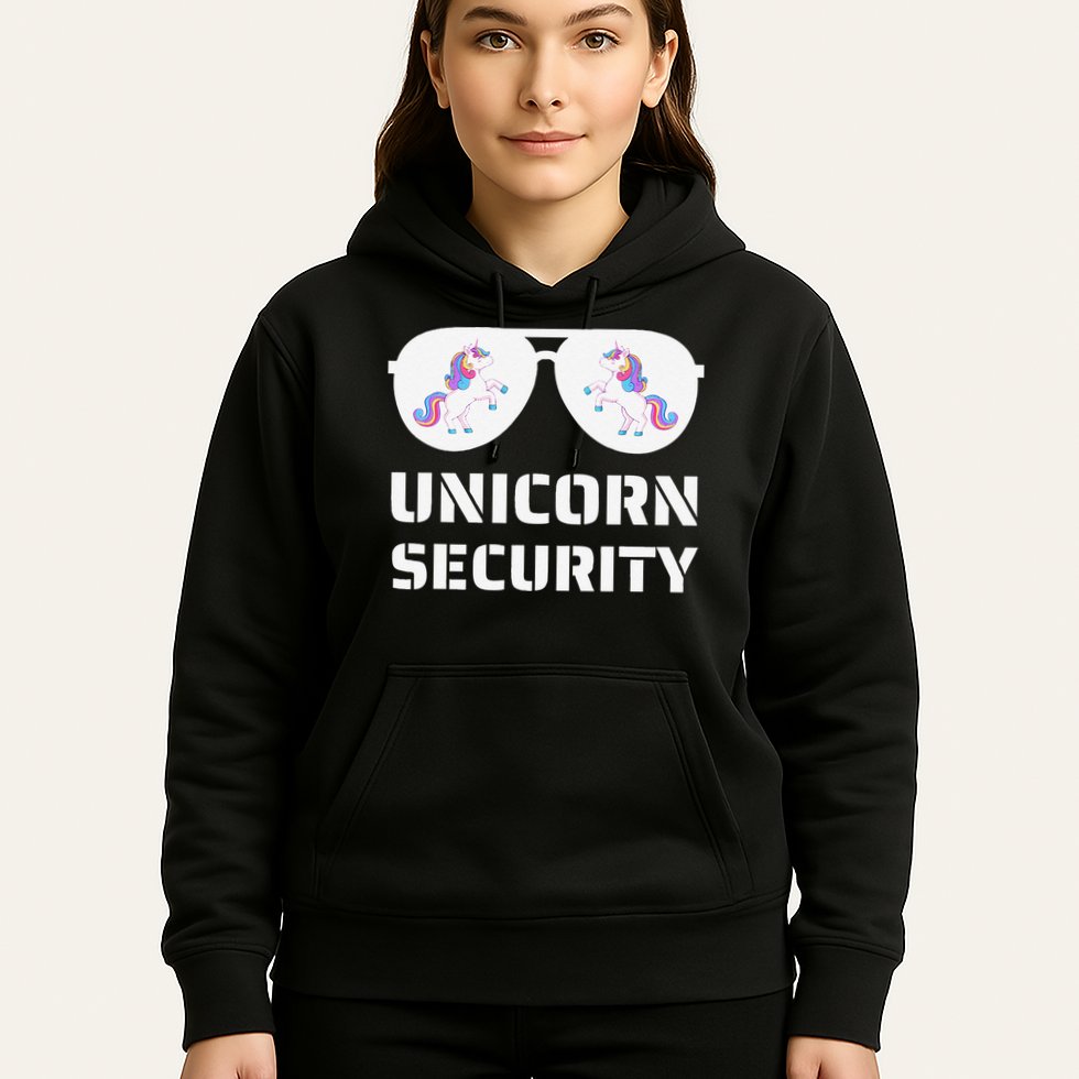 Halloween Dad Mom Daughter Unicorn Security Hoodie