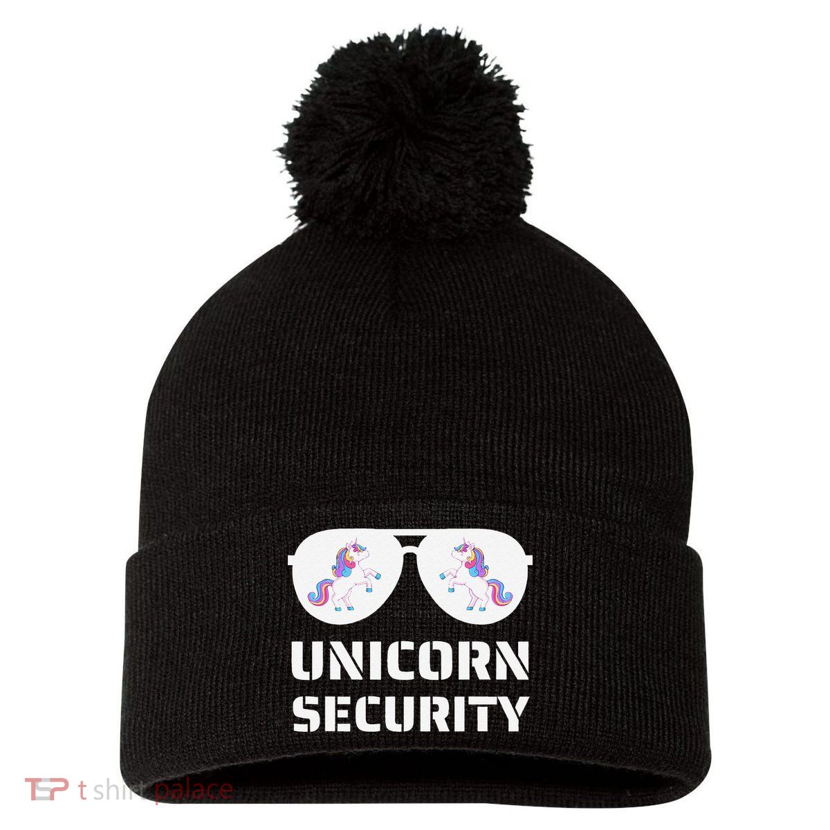 Halloween Dad Mom Daughter Unicorn Security Pom Pom 12in Knit Beanie