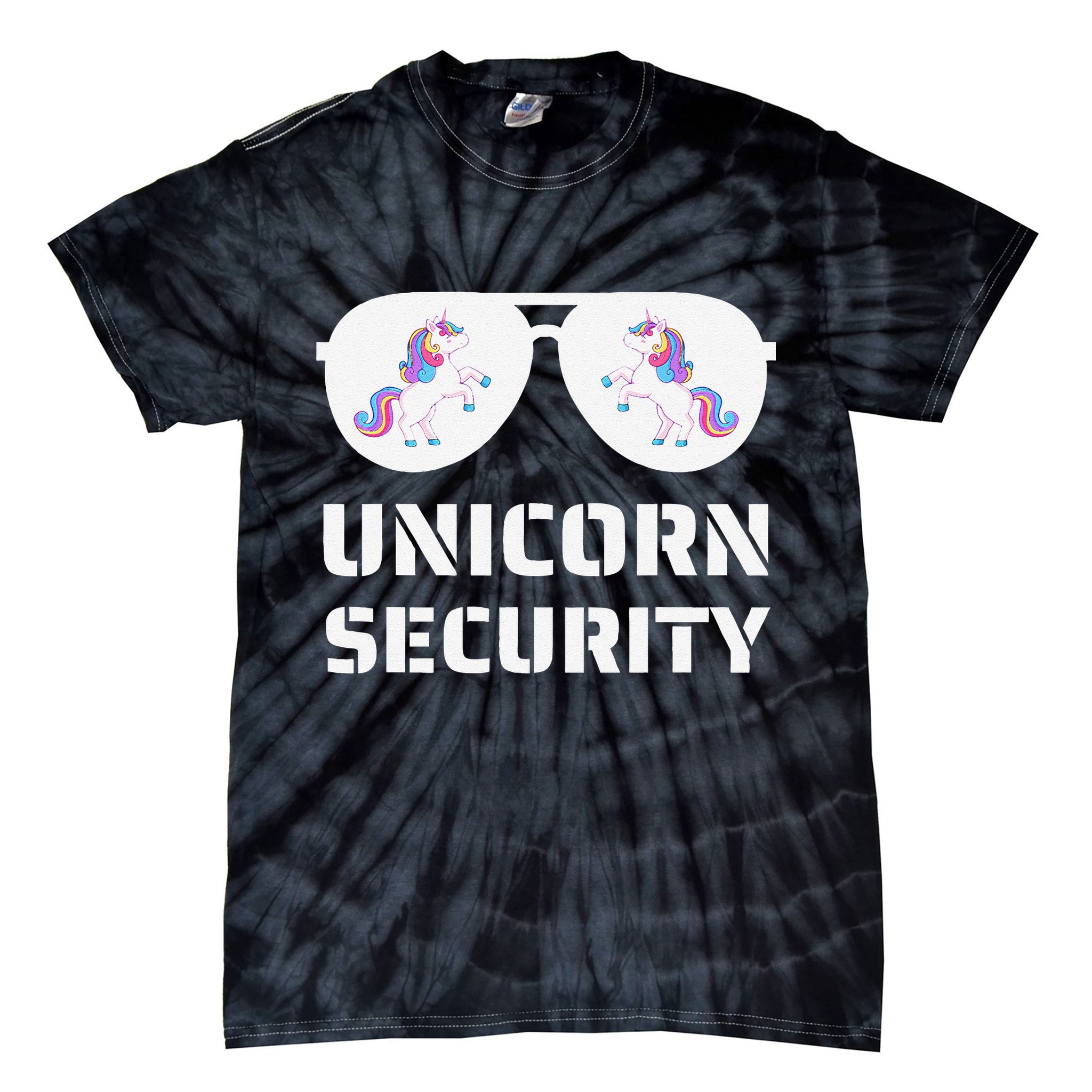 Halloween Dad Mom Daughter Unicorn Security Tie-Dye T-Shirt