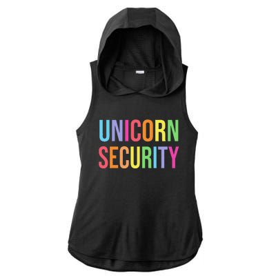 Halloween Dad Mom Daughter  Unicorn Security Ladies PosiCharge Tri-Blend Wicking Draft Hoodie Tank