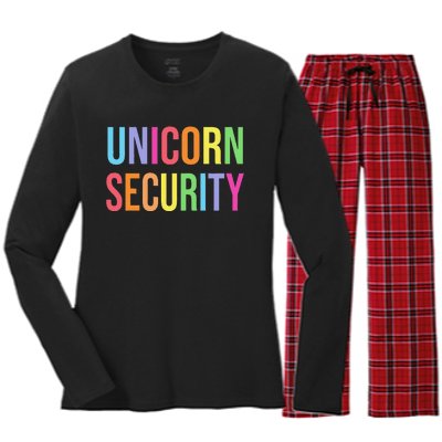 Halloween Dad Mom Daughter  Unicorn Security Women's Long Sleeve Flannel Pajama Set 