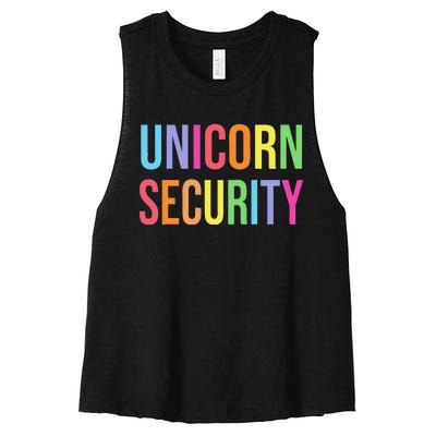 Halloween Dad Mom Daughter  Unicorn Security Women's Racerback Cropped Tank