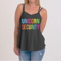 Halloween Dad Mom Daughter  Unicorn Security Women's Strappy Tank