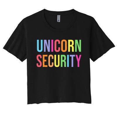 Halloween Dad Mom Daughter  Unicorn Security Women's Crop Top Tee