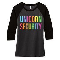 Halloween Dad Mom Daughter  Unicorn Security Women's Tri-Blend 3/4-Sleeve Raglan Shirt