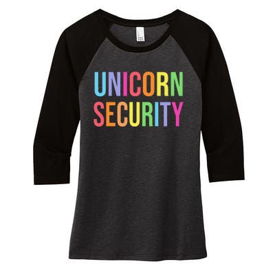 Halloween Dad Mom Daughter  Unicorn Security Women's Tri-Blend 3/4-Sleeve Raglan Shirt