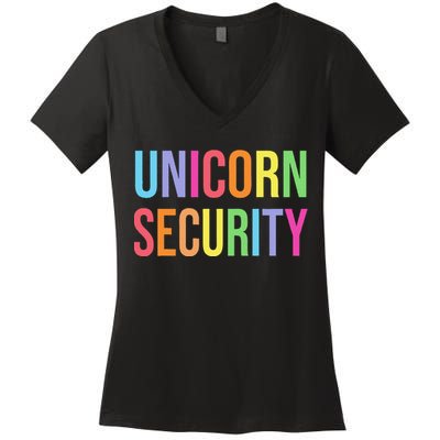 Halloween Dad Mom Daughter  Unicorn Security Women's V-Neck T-Shirt