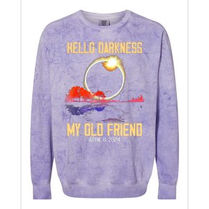 Hello Darkness My Old Friend Solar Eclipse April 08 2024 Colorblast Crewneck Sweatshirt