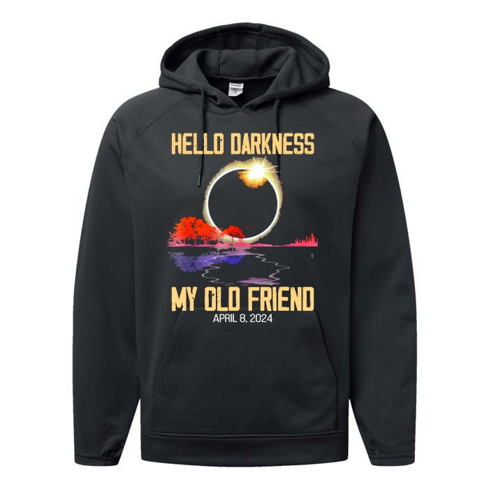 Hello Darkness My Old Friend Solar Eclipse April 08 2024 Performance Fleece Hoodie