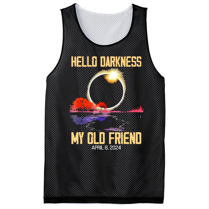 Hello Darkness My Old Friend Solar Eclipse April 08 2024 Mesh Reversible Basketball Jersey Tank