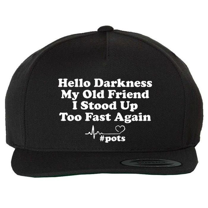 Hello Darkness My Old Friend I Stood Up Too Fast Again Pots Wool Snapback Cap